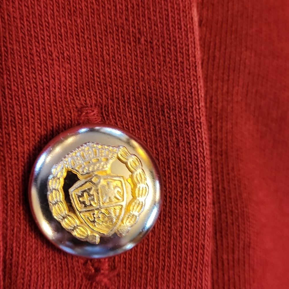 Talbots Medium Red Knit Cardigan Gold Buttons - Picture 7 of 10